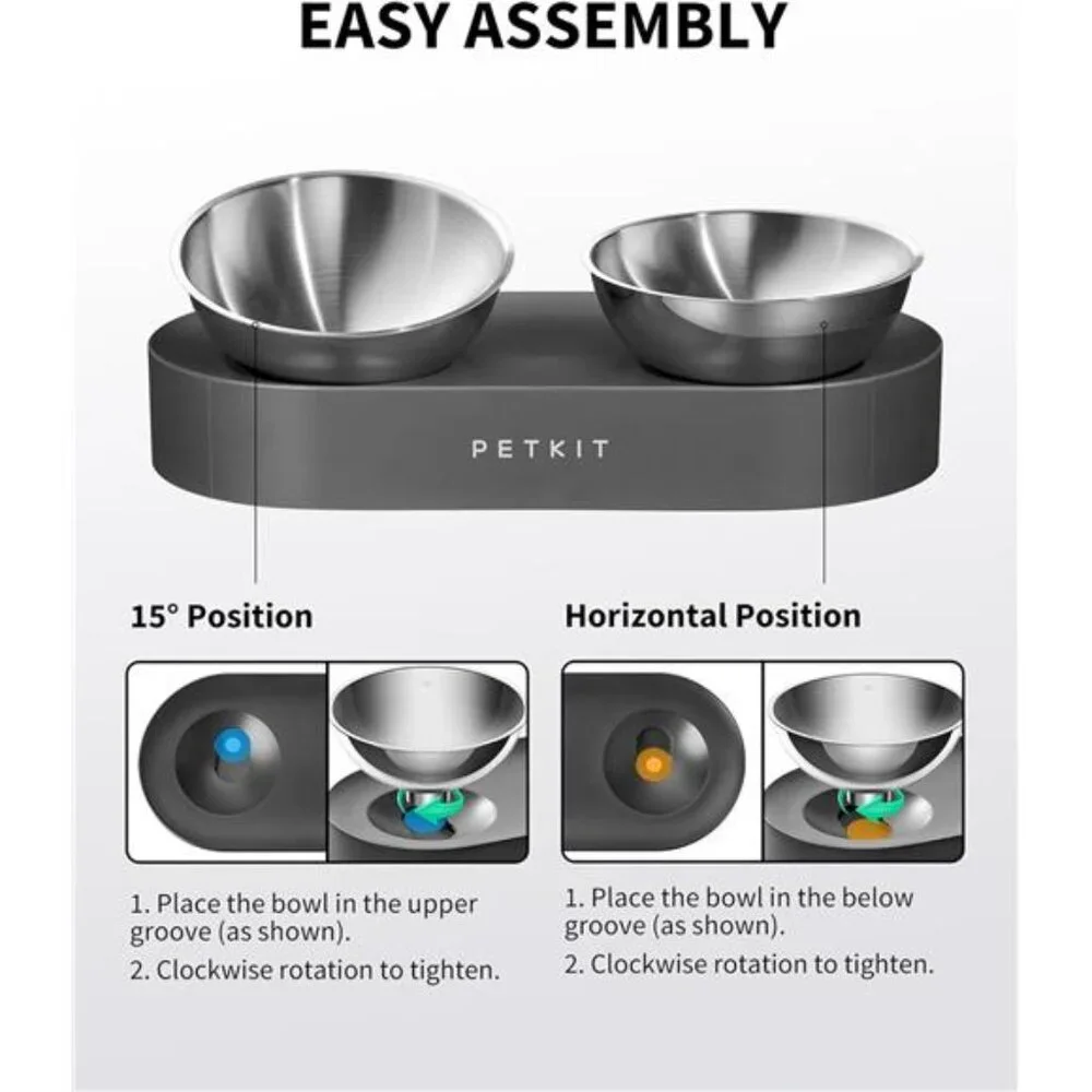 Raised Dog Cat Food Bowl 304 Stainless Steel, Elevated Pet Food and Water Bowl